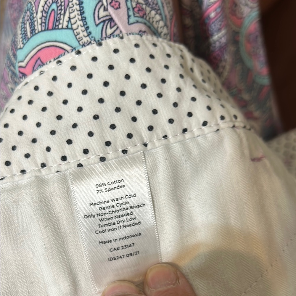 Talbots Perfect Crop Style Colorful Purple Paisley Print Ankle Pants Size 14 - Picture 8 of 8